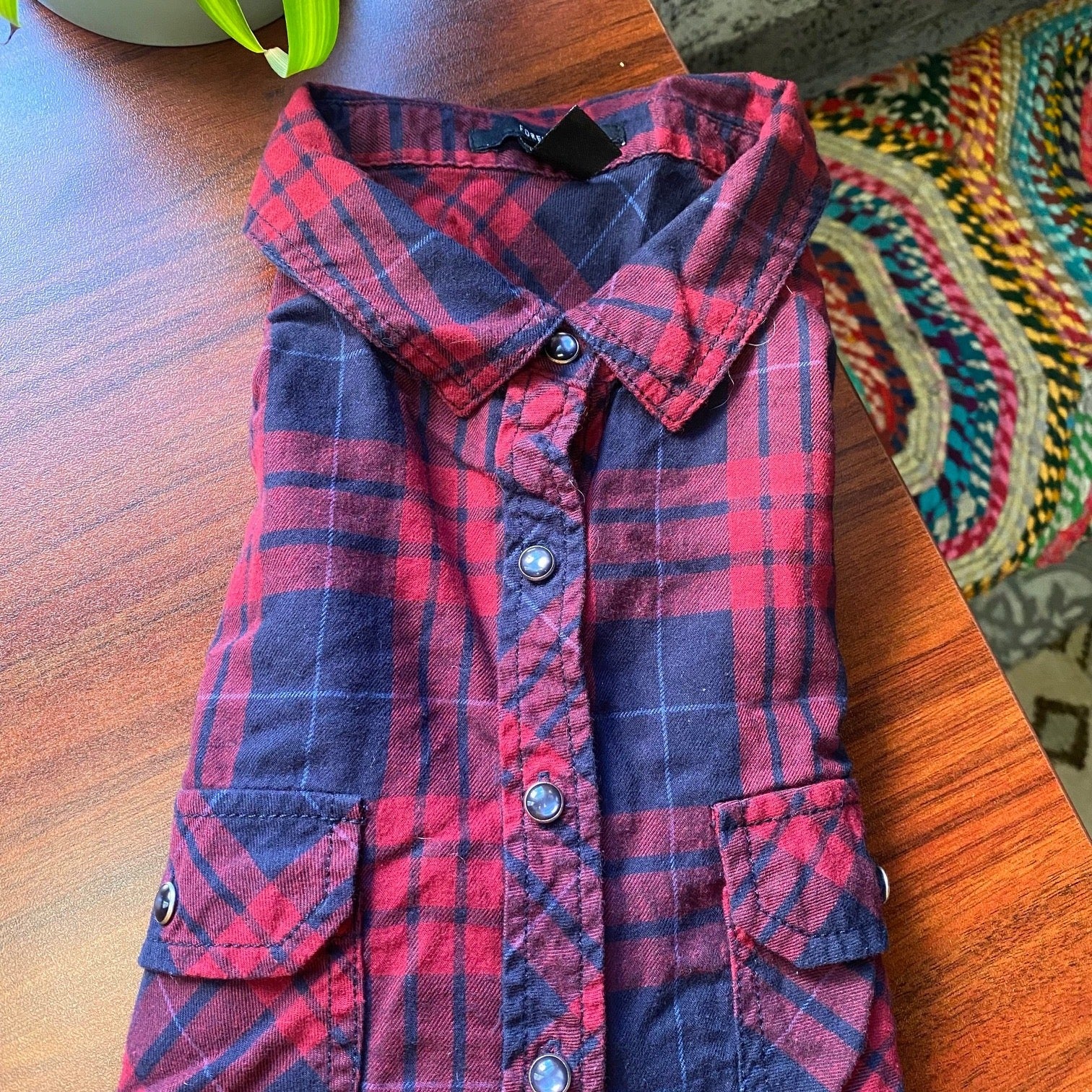 "Red Plaid" Upcycled Shirt