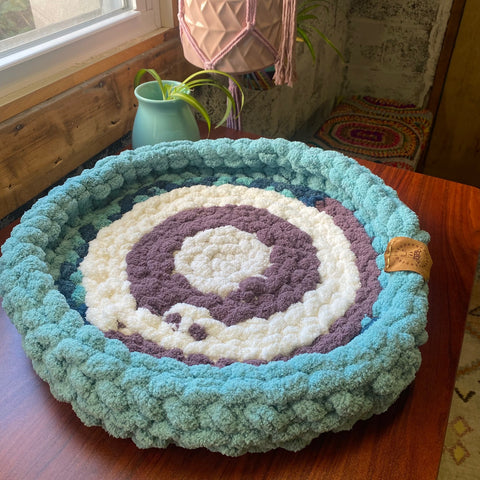 Upcycled Turquoise Crochet Bed